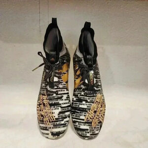 adidas Adizero Men's Cleats Size 13 Black/White‎ Writing Gold Three Stripe Life